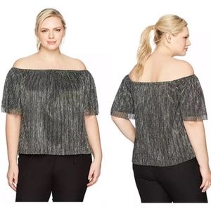 Rachel Roy Metallic Cold Shoulder Top Plus Size
